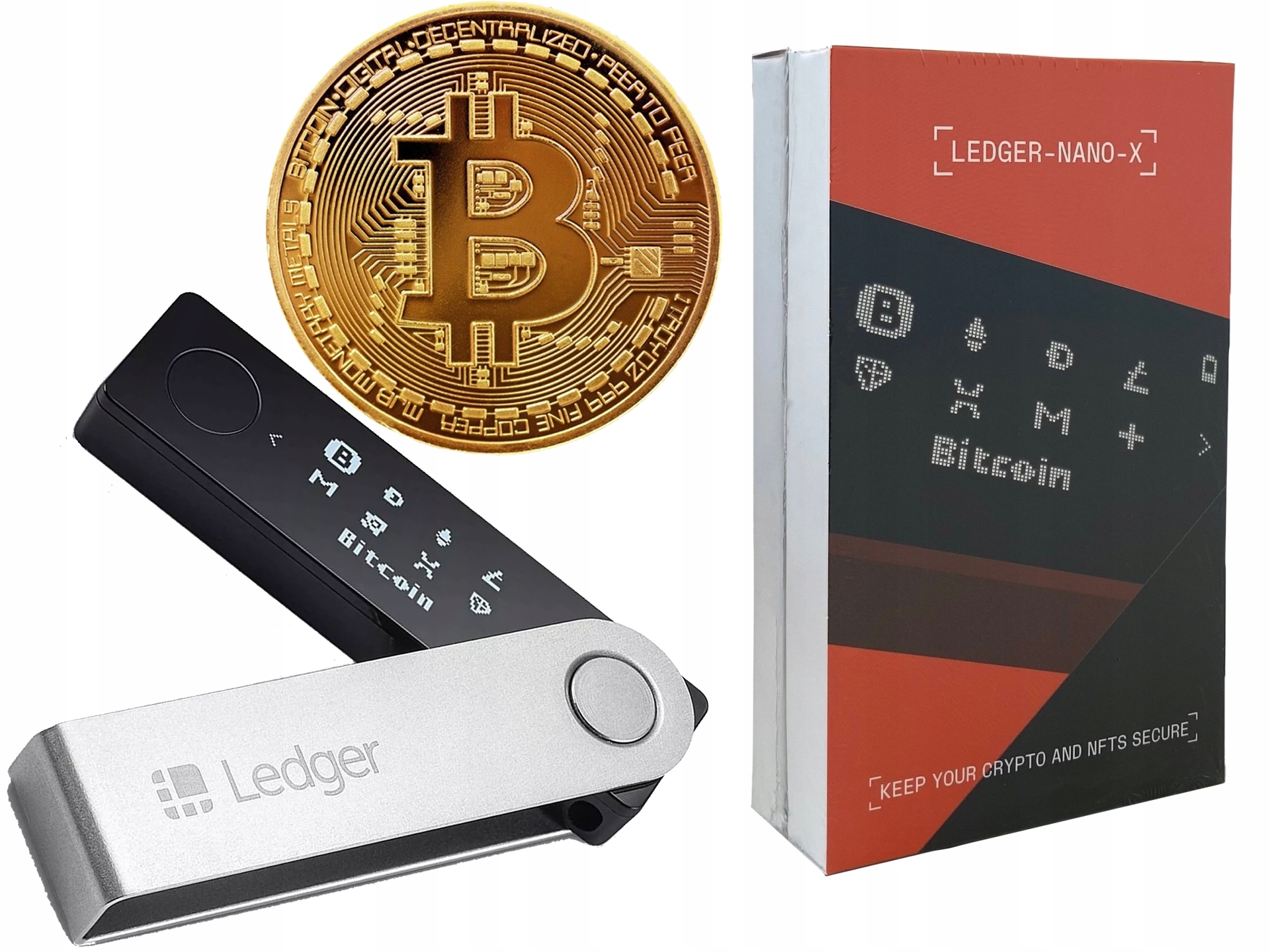 Portfel kryptowalutowy Ledger Nano X srebrno-czarny Bluetooth