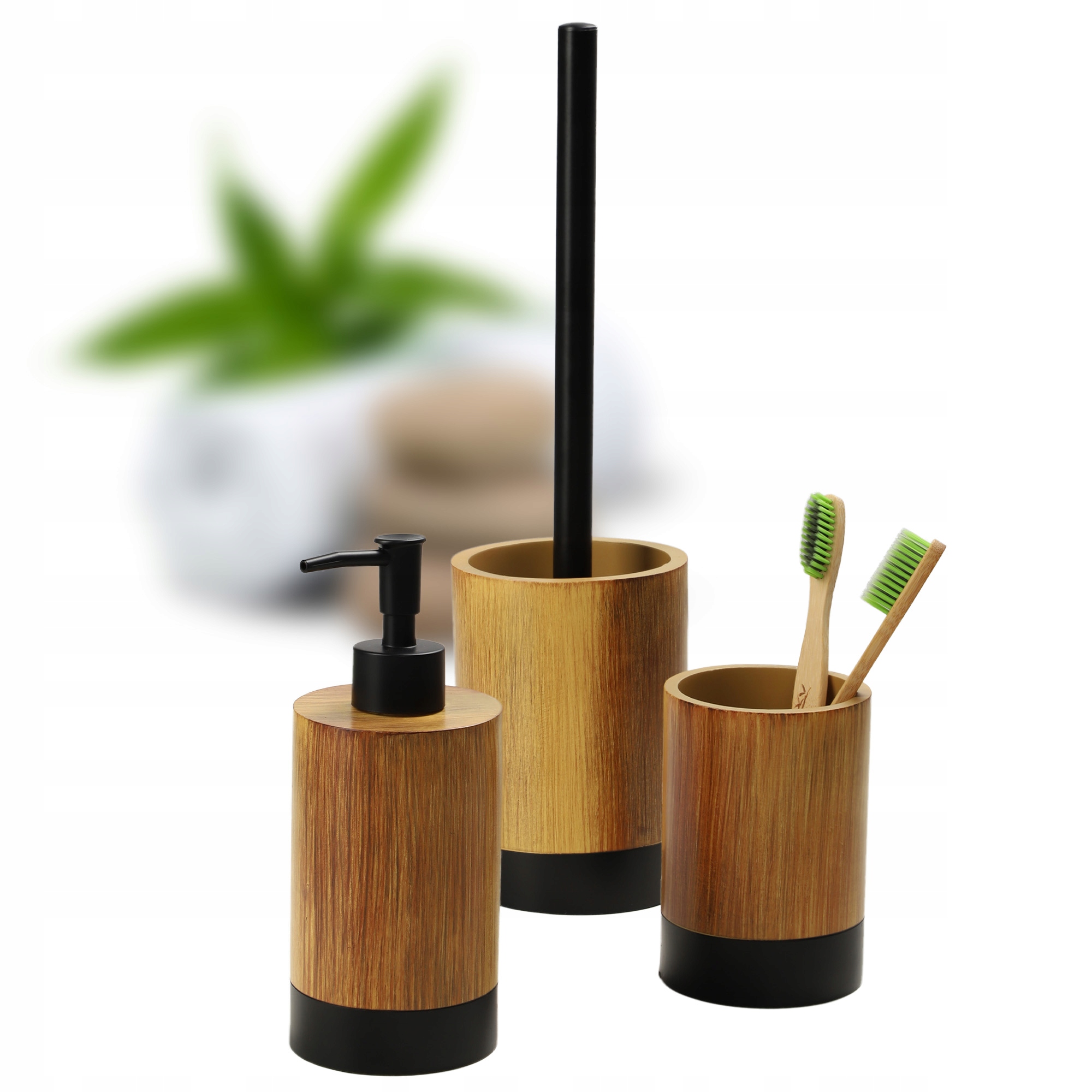 Koupelnový Set Wc Do Koupelny Dávkovač Mýdla Kartáč Hrnek Hnědý 3v1