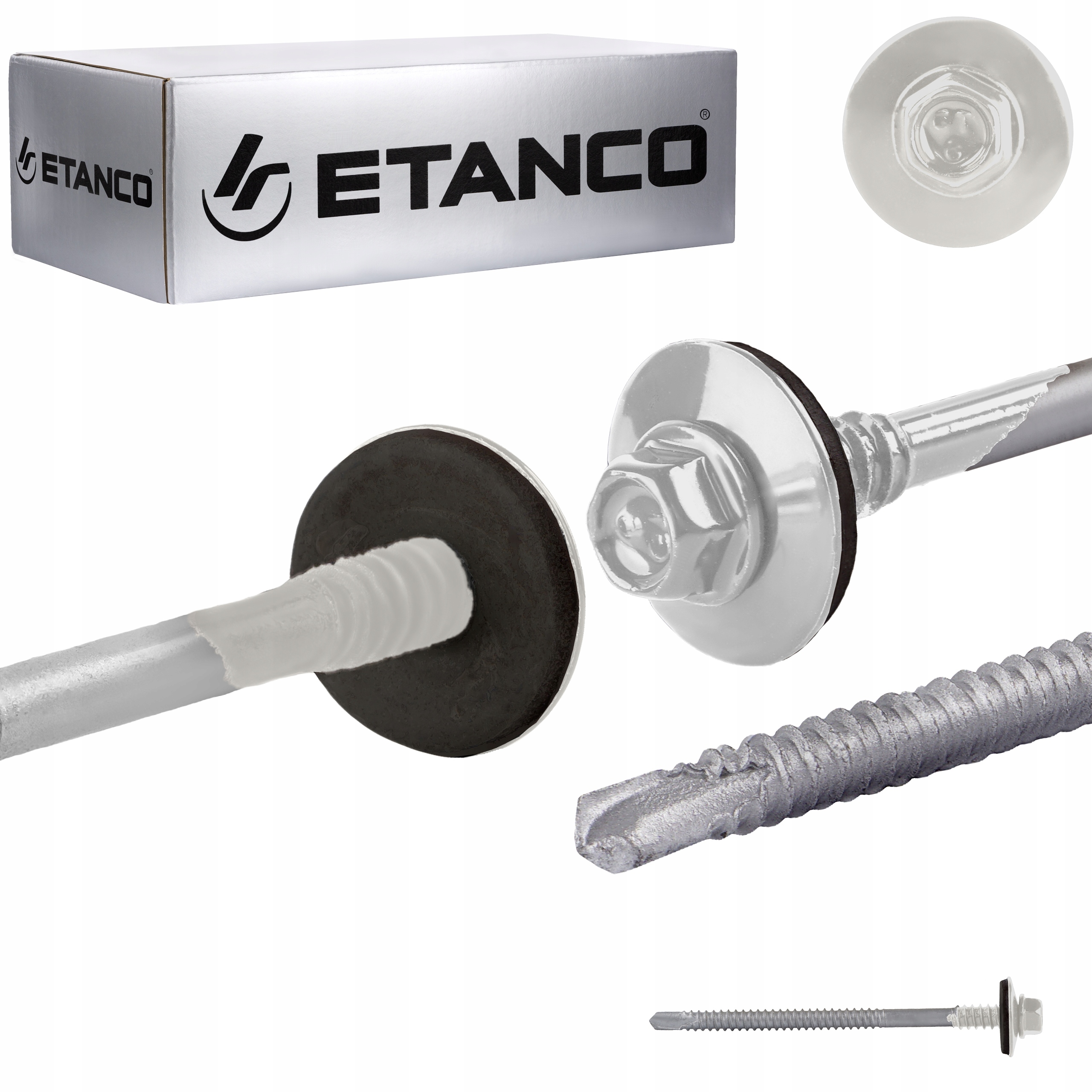 Wkręty do płyty warstwowej 90 mm Ral 9010 100 szt. do metalu Etanco GTR6