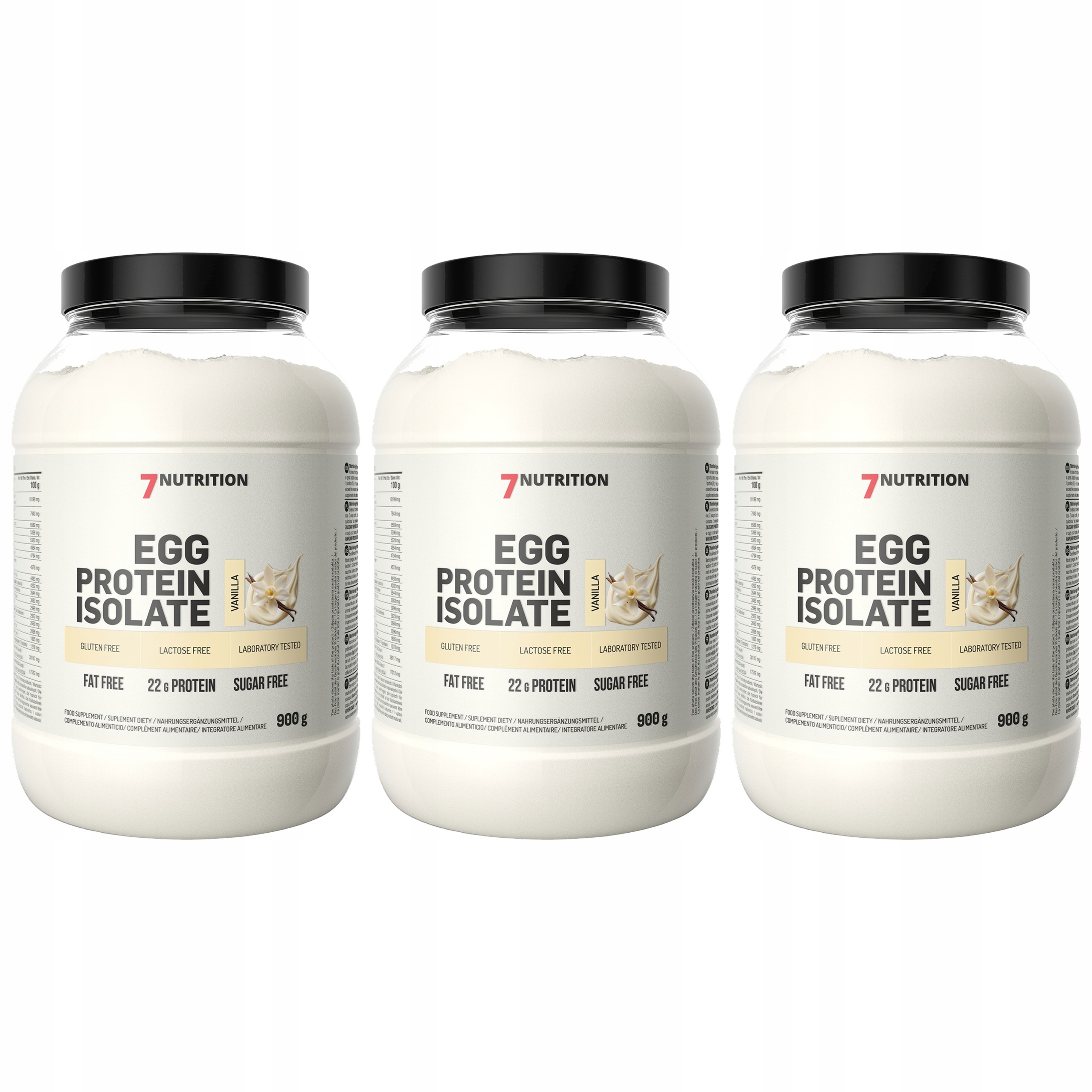 3x Vaječný protein 7 Nutrition Egg Protein Isolate 900 g Vanilka bez laktózy