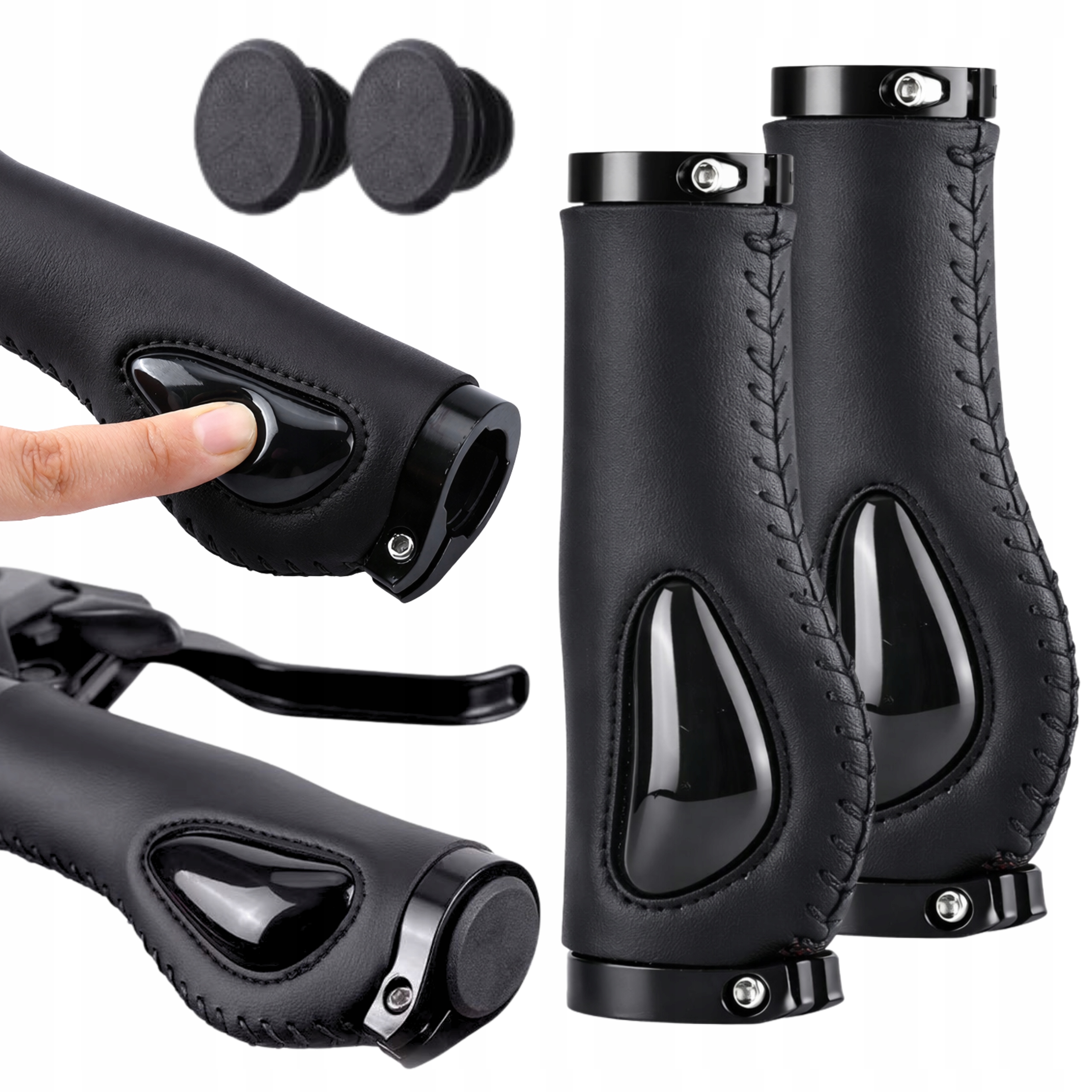 CHWYTY ROWEROWE DO KIEROWNICY AMORTUZYJĄCE WSTRZĄSY MIĘKKIE GRIPY CZARNE