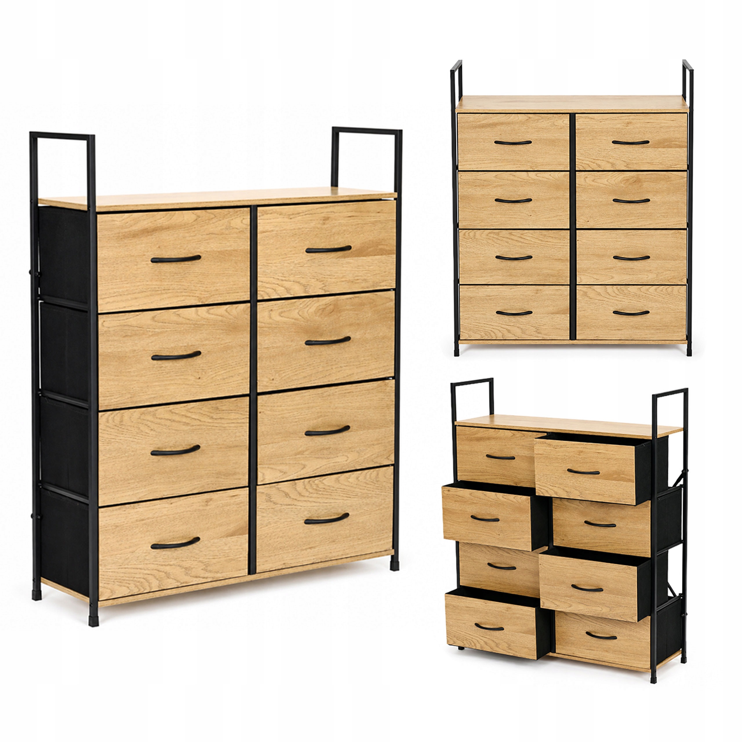 Komoda 8 látkových zásuvek 80 cm, organizér z Mdf, loft