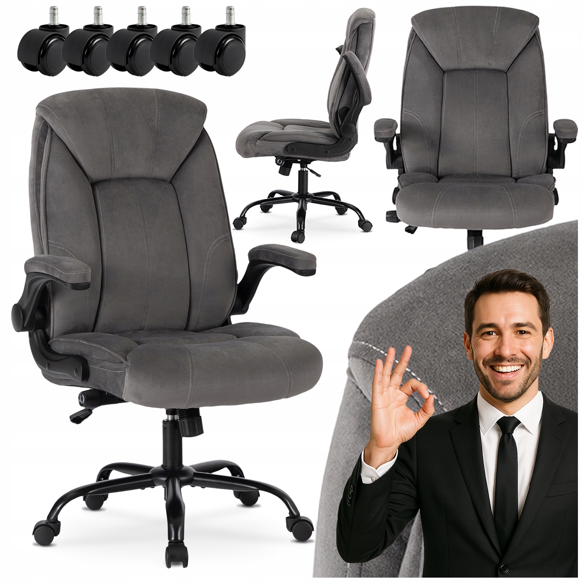 Kancelářská otočná židle K Psacímu Stolu Ergonomická šedá Comfort