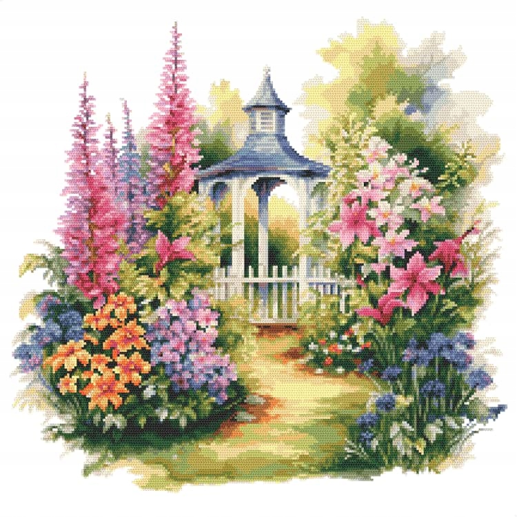 Křížková výšivka Vyšívací sada Květinový altán