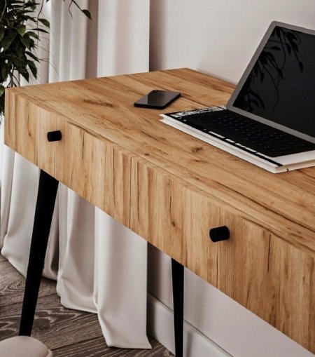 BIURKO TOALETKA Z SZUFLADAMI DĄB/CZARNA TUURI 2S Wysokość mebla 76 cm