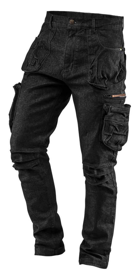 

Spodnie robocze Denim, czarne, 5 kieszeni rozm M