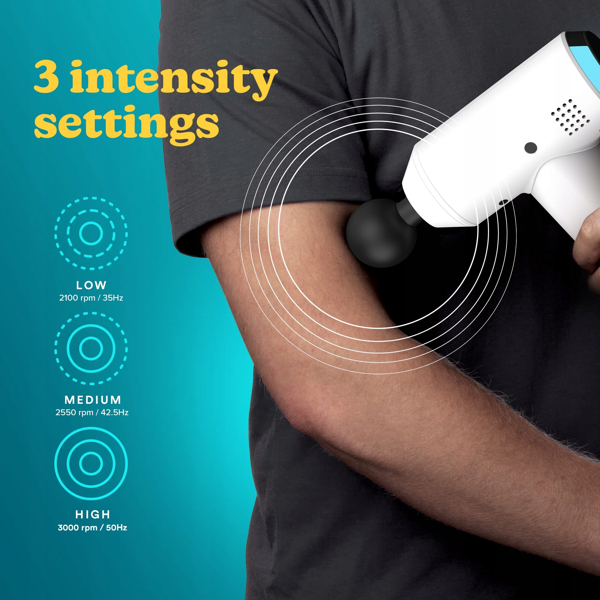 HOMEDICS Mini Pistolet Do Masażu Bezprzewodowy Masażer 5 Głów Biały — miniatura 4