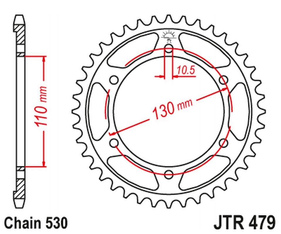 Jt Zębatka Tylna 241 48 Yamaha R6 '03-'10 (konwersja Na 530) (24148JT) (łań
