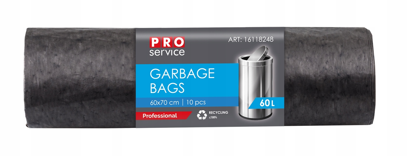 Levně Karton 60 ks Pytle na odpadky Pro Service 60L 10 Ks Ldpe Černé