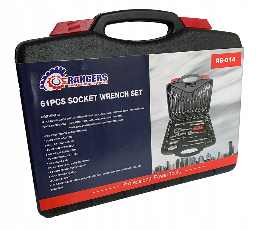 ZESTAW NARZĘDZI KLUCZE NASADOWE BITY NASADKI GRZECHOTKI KOMPLET 61EL RS014