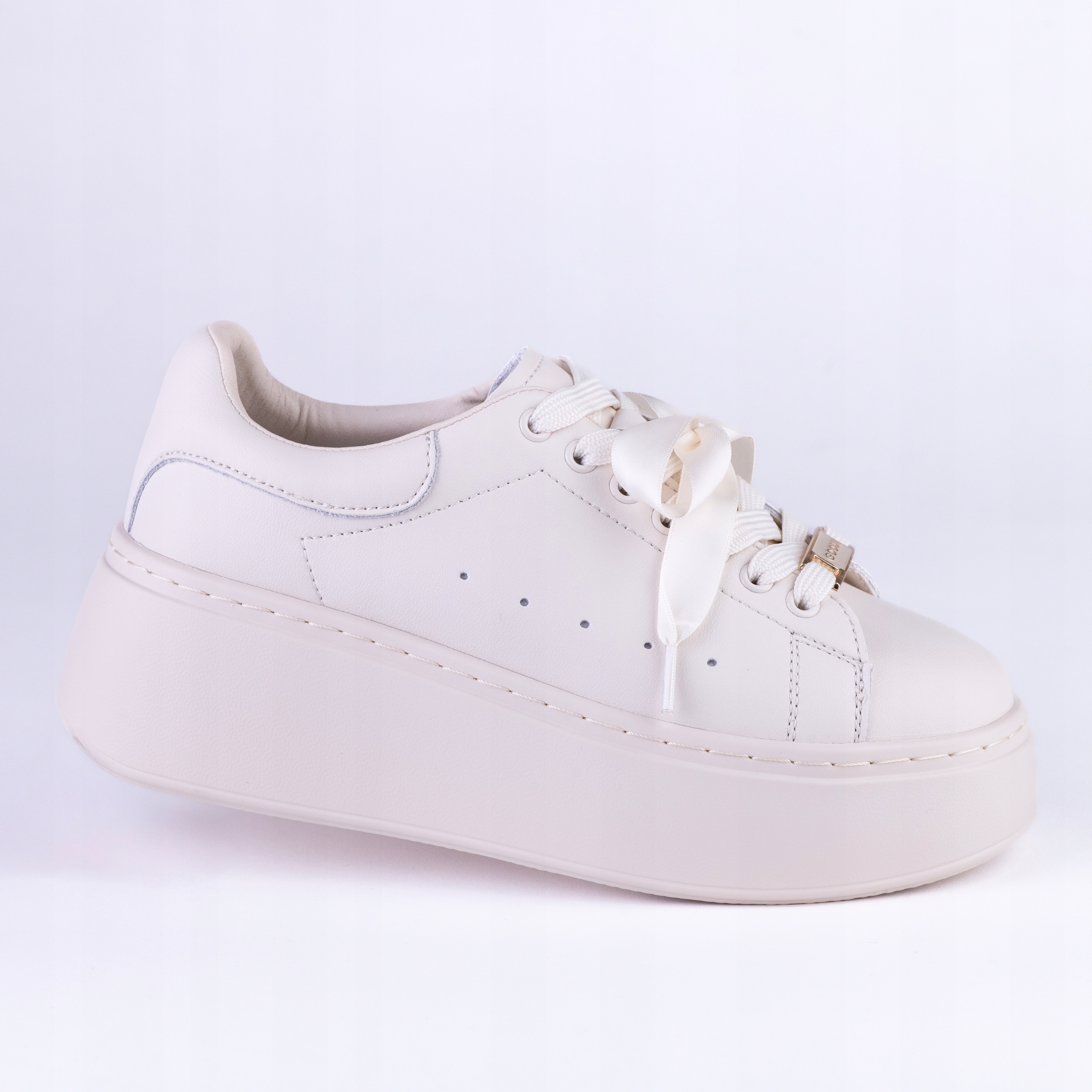 Sportovní kožené tenisky Goodin GD-XW-1045 platforma klasika béžová krémová 37