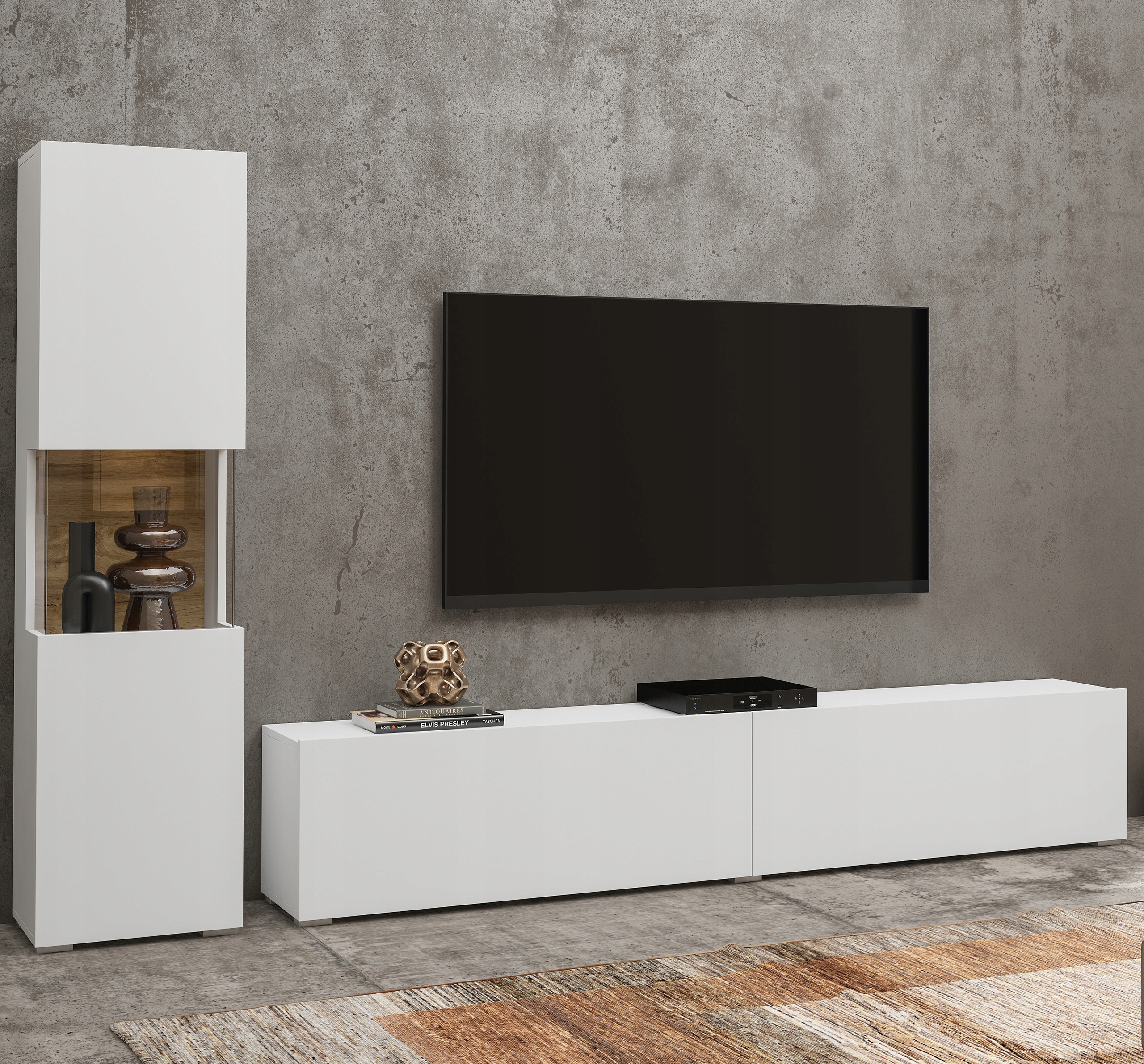 Nábytková Stěna Aurora Dub wotan/Bílý Sada nábytku do obývacího pokoje