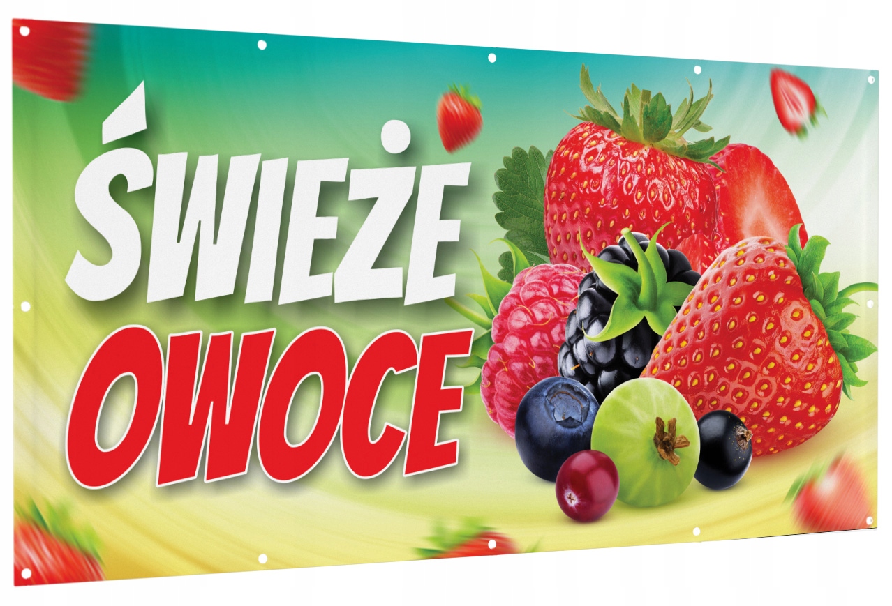 Baner reklamowy sprzedaż owoców, owoce 2x1 m
