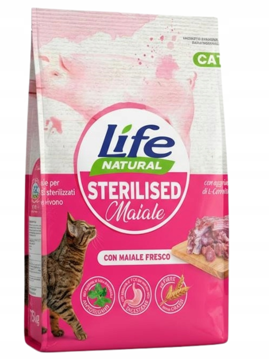 Levně Life Cat Suché krmivo pro kočky Sterilizované 7,5 kg Vepřové maso
