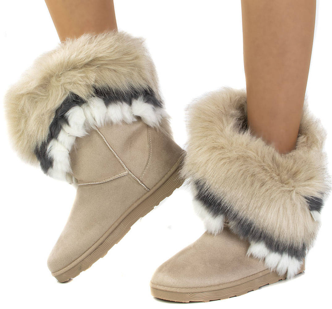 BEŻOWE CIEPŁE ŚNIEGOWCE Z FUTERKIEM BOTKI 39 Marka inna