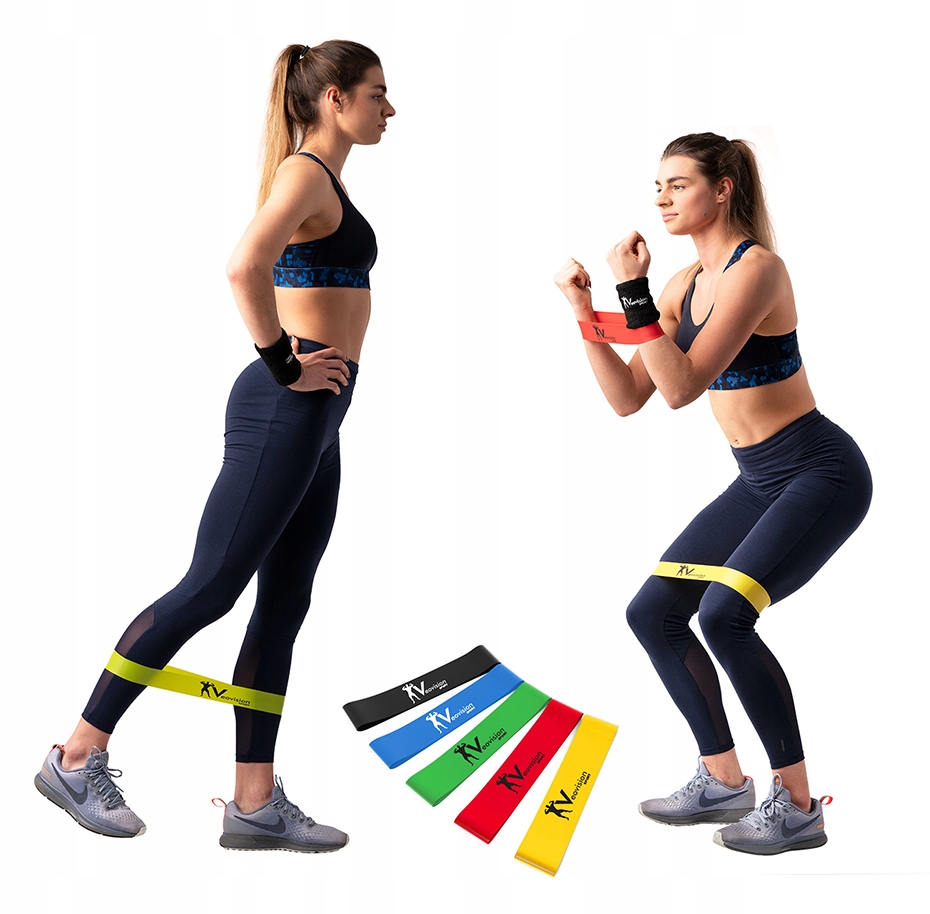 ZESTAW 5 GUM DO ĆWICZEŃ MINI BAND TAŚMY FITNESS Szerokość 50 mm