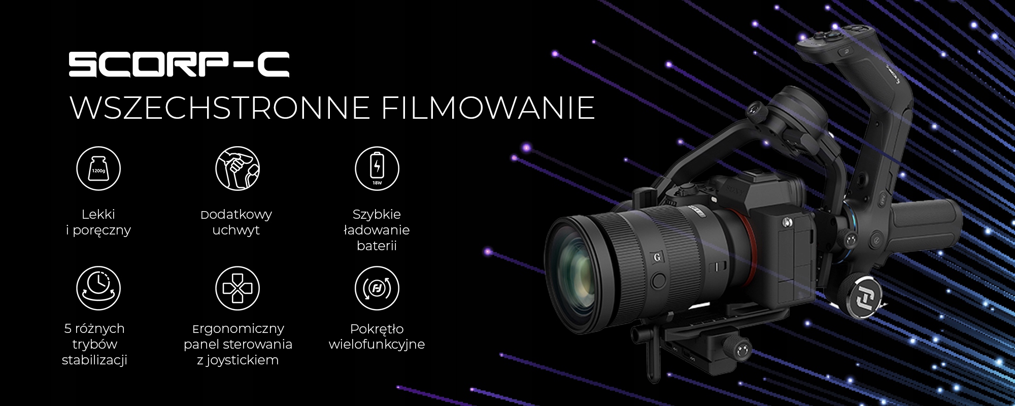 Gimbal ręczny FeiyuTech Scorp-C do aparatów VDSLR Rodzaj elektroniczny (gimbal)