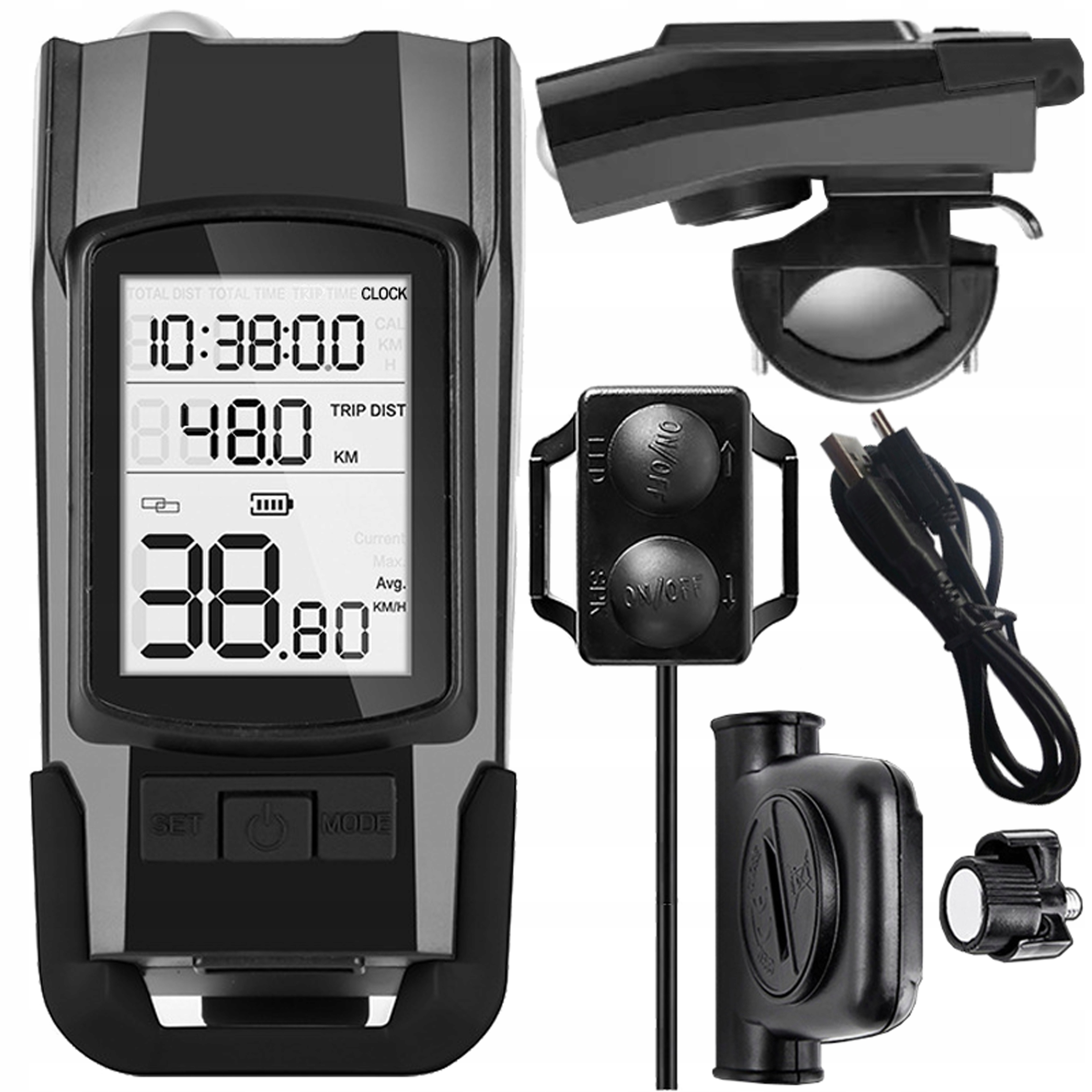 

Komputer Rowerowy 3W1 Licznik Lampka Led Dzwonek