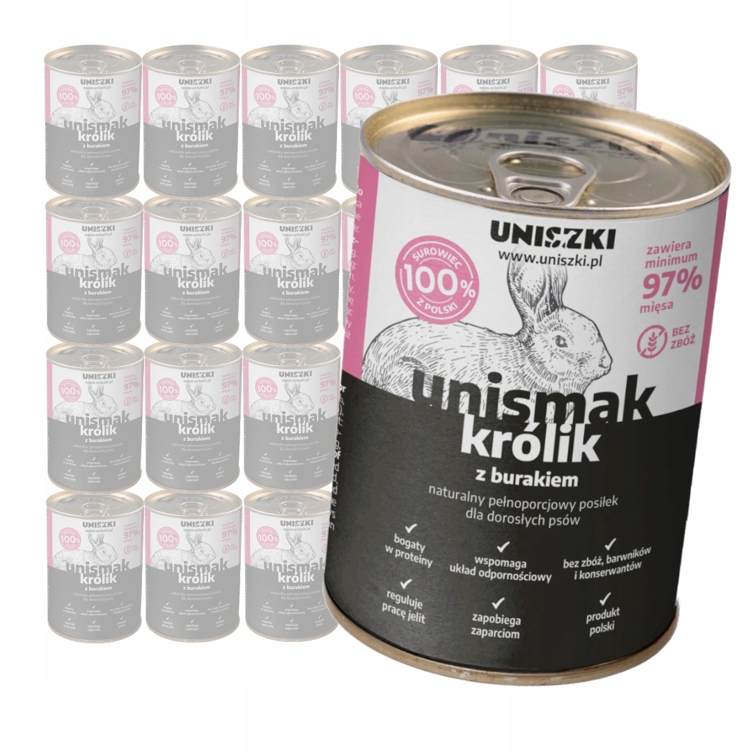 Levně Uniszki Unismak Králík s červenou řepou 24x400g Bezobilné Vlhké Krmivo pro psy
