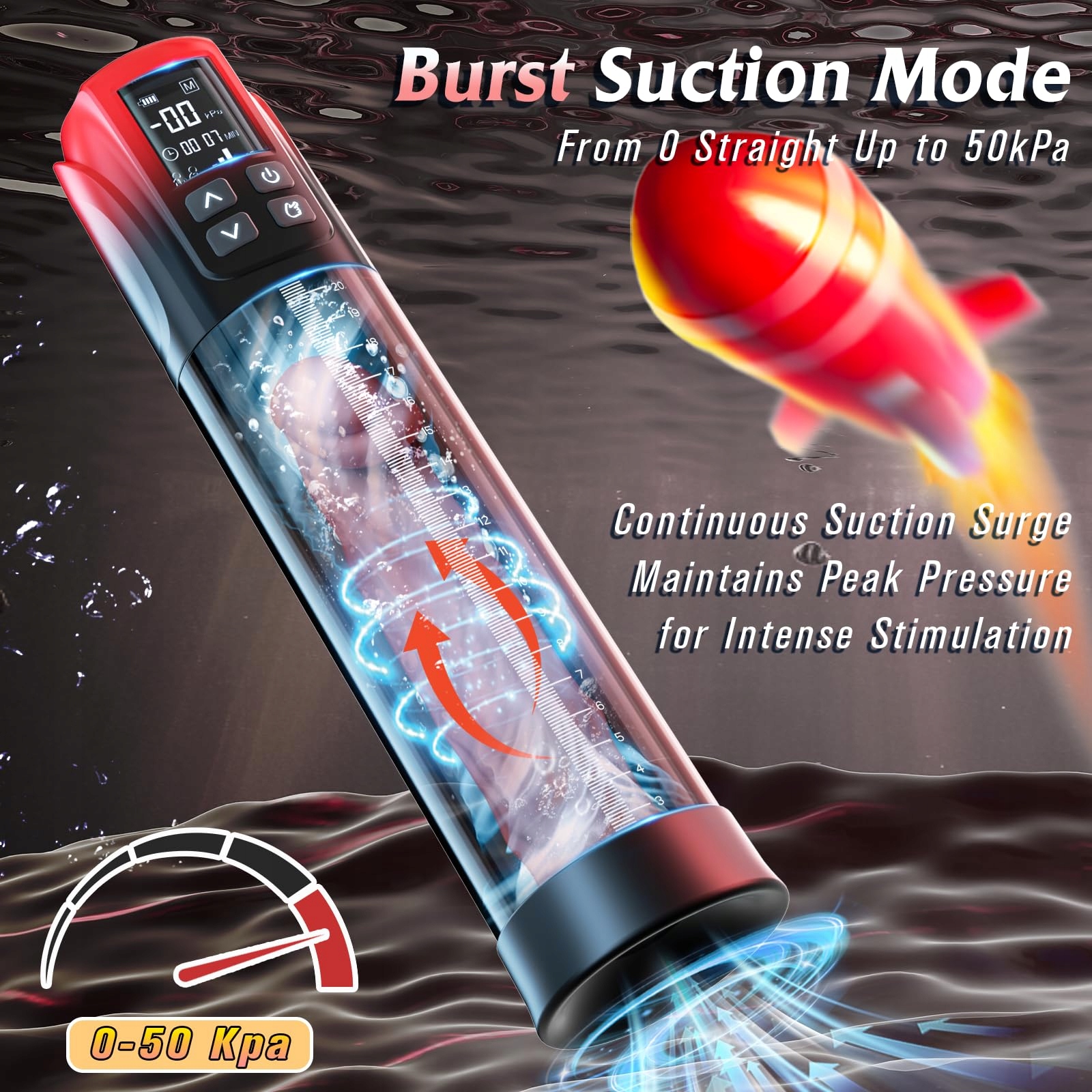 ELECTRIC MASTURBATOR Pompka Erekcyjna Dla Mężczyzn Z 5 Trybami Ssania — miniatura 3