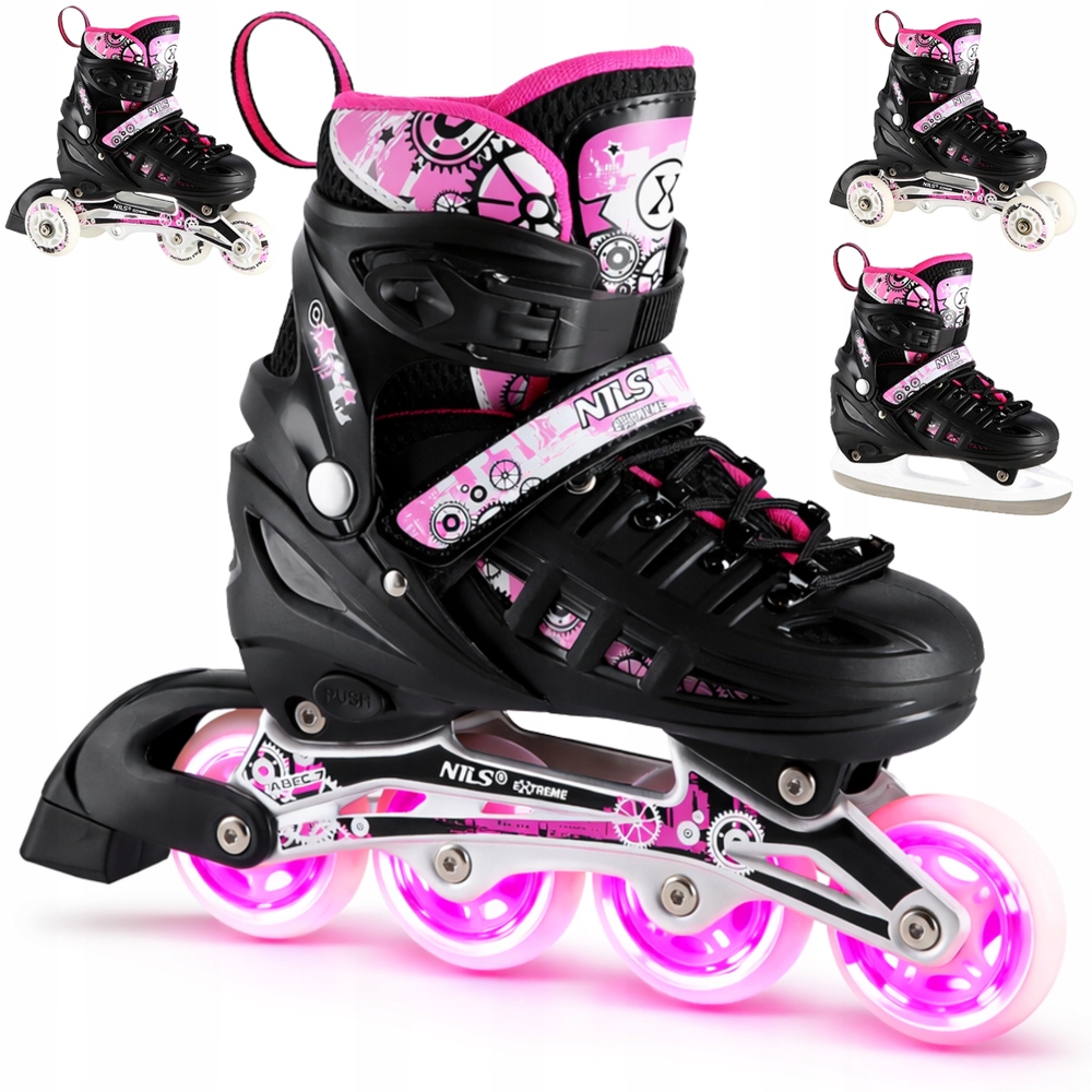 Brusle 2v1 Kolečkové Brusle Nastavitelné Rekreační Brusle Na Led Led Pro Děti 4v1 Nils