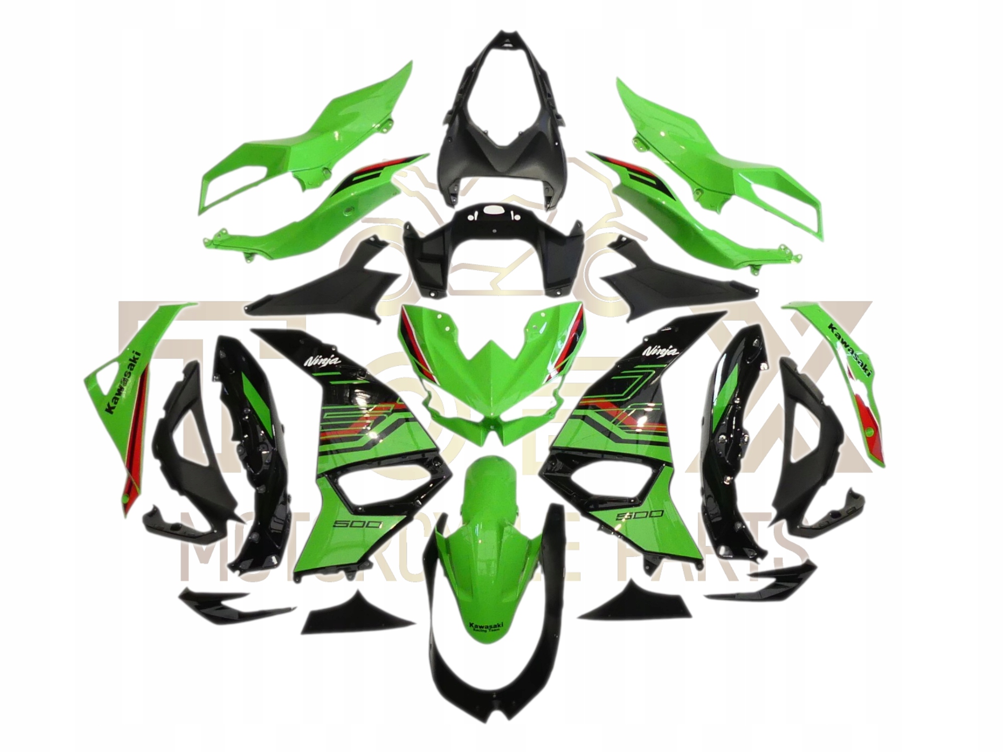 TopX Kawasaki Z500 Ninja 500 24+ Komplet Ovečka Blatník Lebka Boková Sada