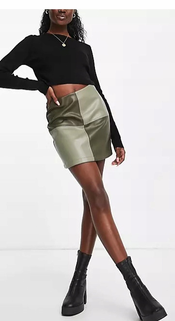 VIOLET ROMANCE RX2 KHAKI SKÓRZANA SPÓDNICZKA R. S