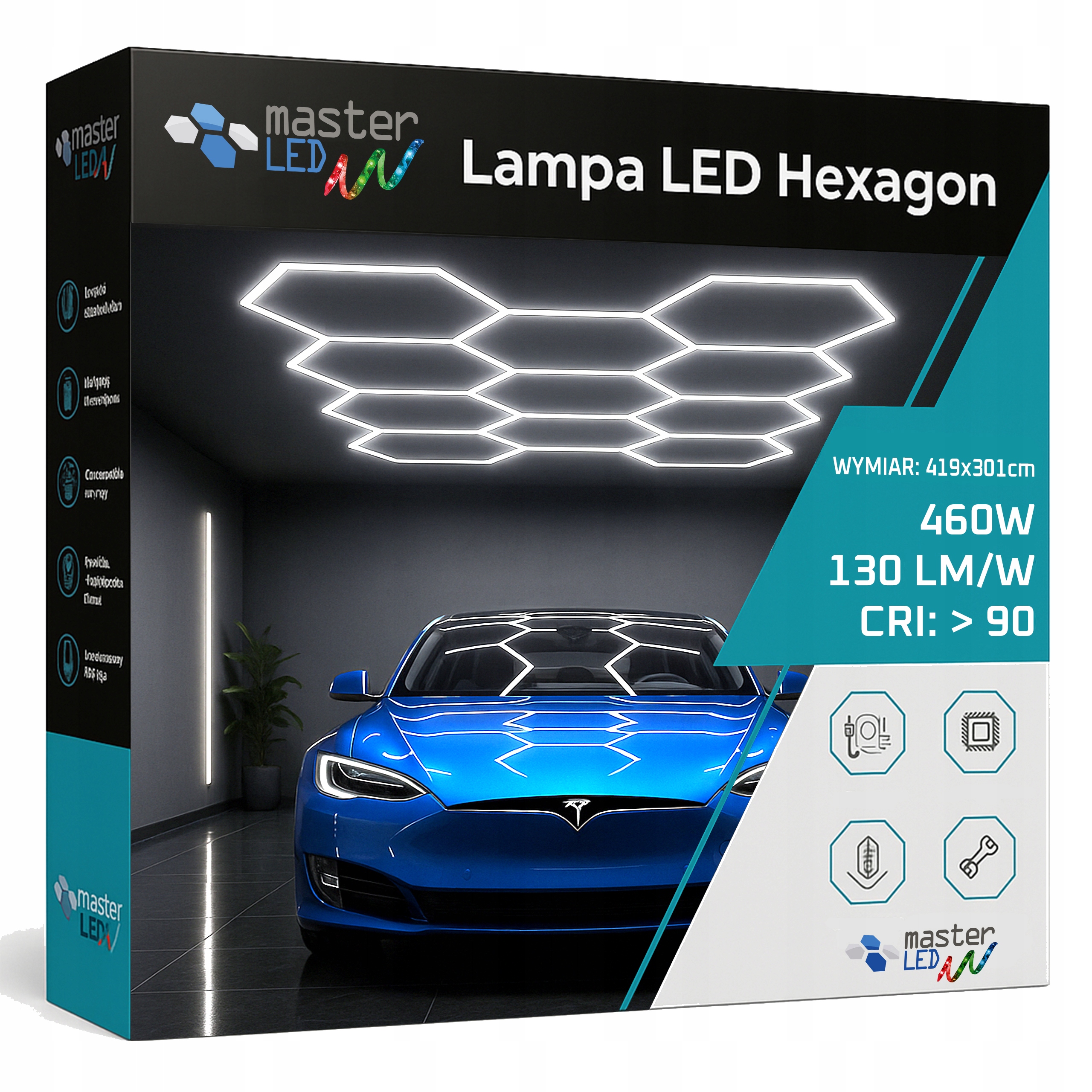 Led lampa Hexagon Stropní panel Osvětlení do garáže Dílna 419x301 cm