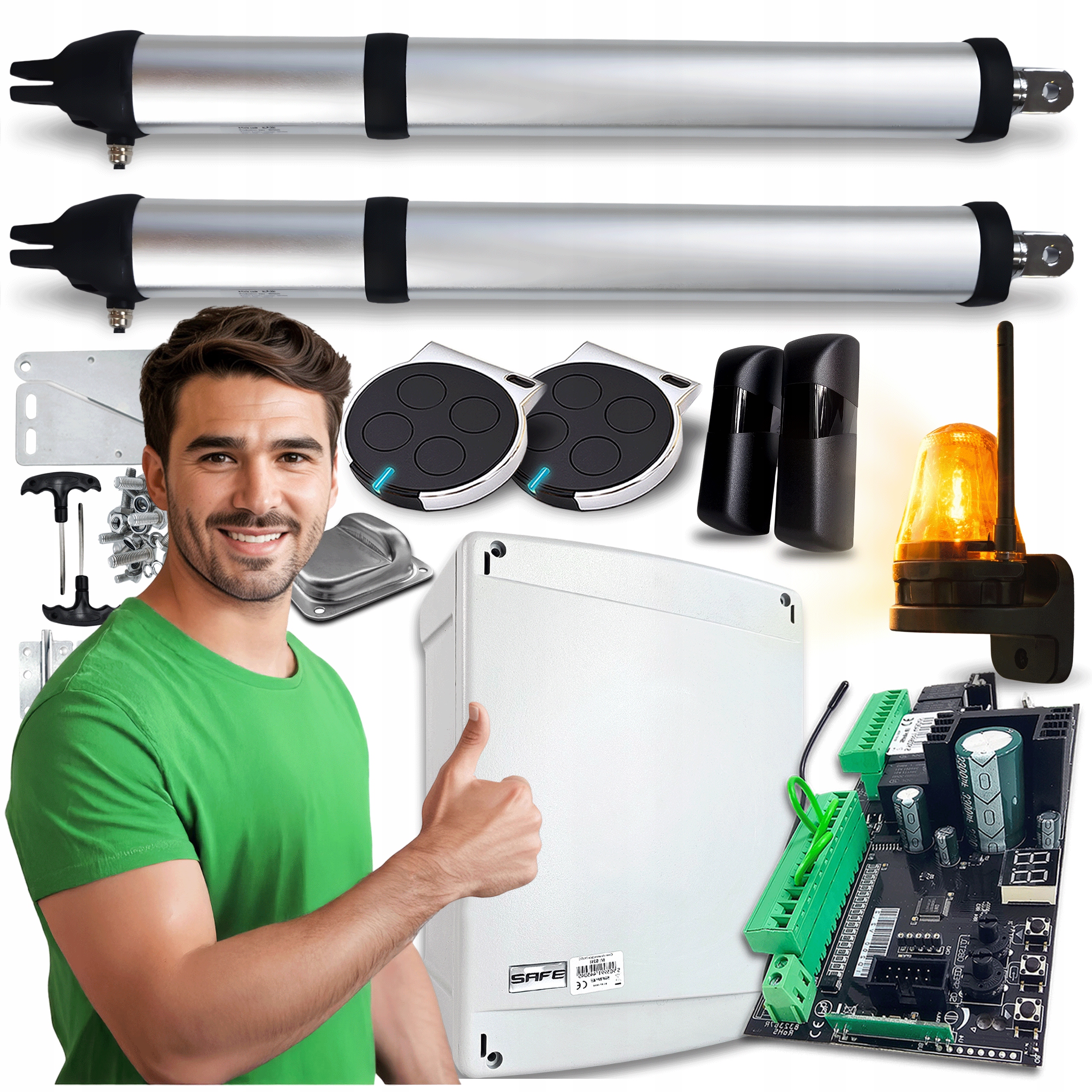 Pohon pro Dvoukřídlovou Bránu sada lampa 8 m dálkové ovládání pohon Automat 400 kg