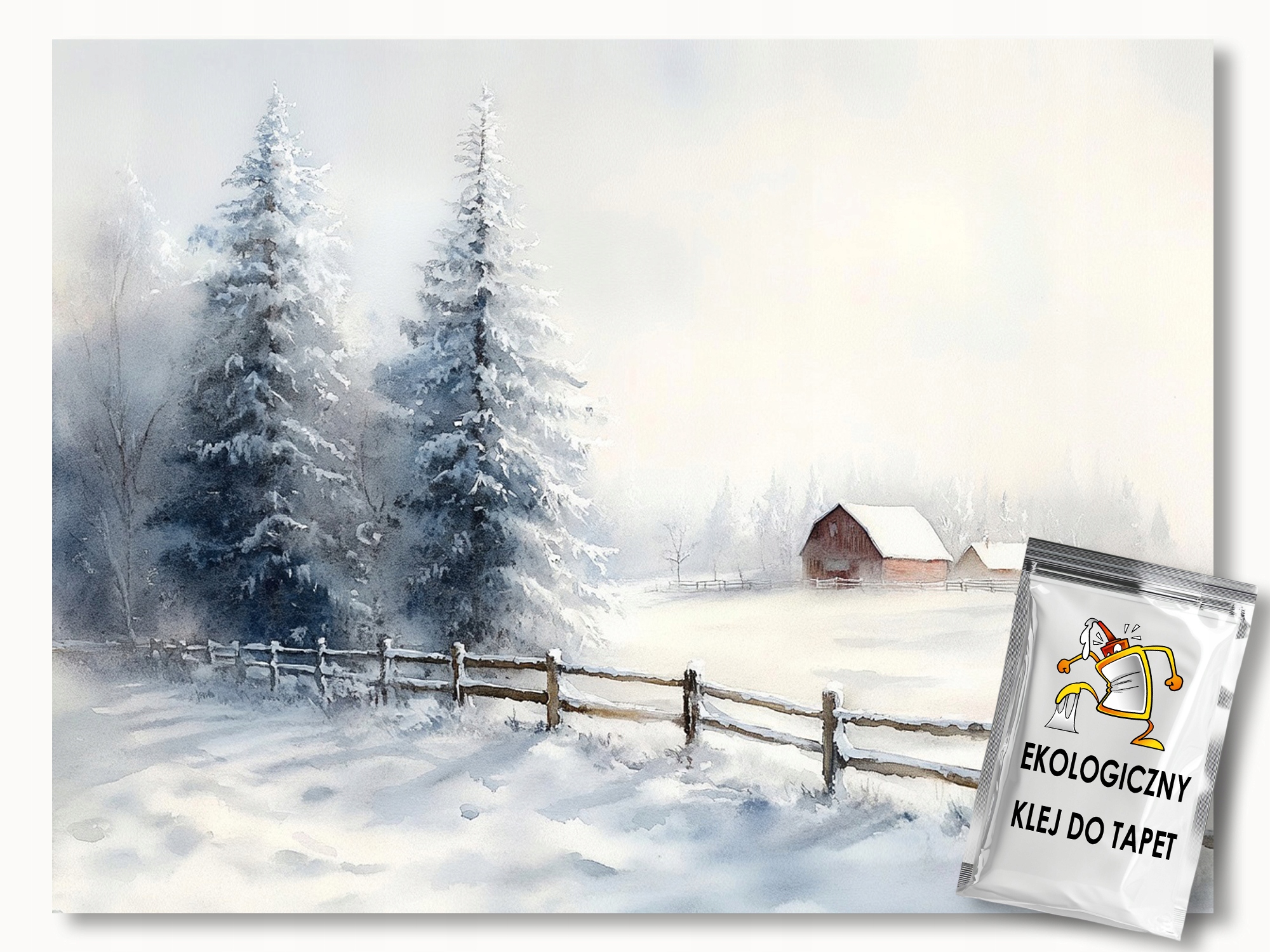 Fototapeta Flizelina Krajina Vesnice Stromy Zima Sníh Mráz 254x184 130g