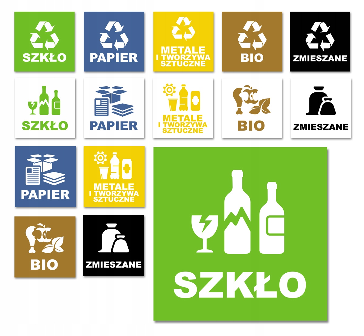 

Naklejki Na Kosz zestaw 5sz segregacja śmieci 16cm