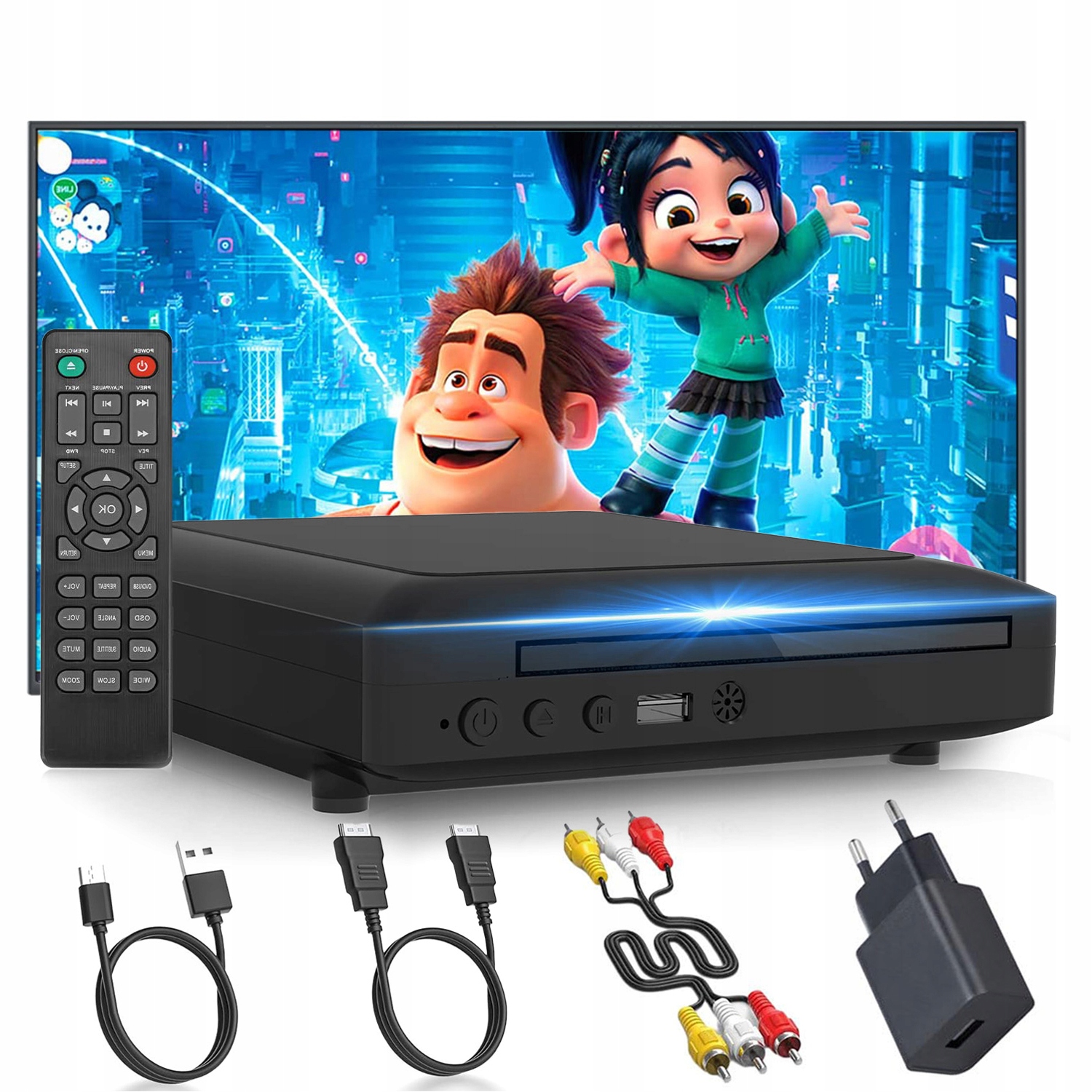 DVD Přehrávač Usb Cd/evd/dvd Hd 1080P S Hdmi/av Pro Tv, Černý, Sada Mini