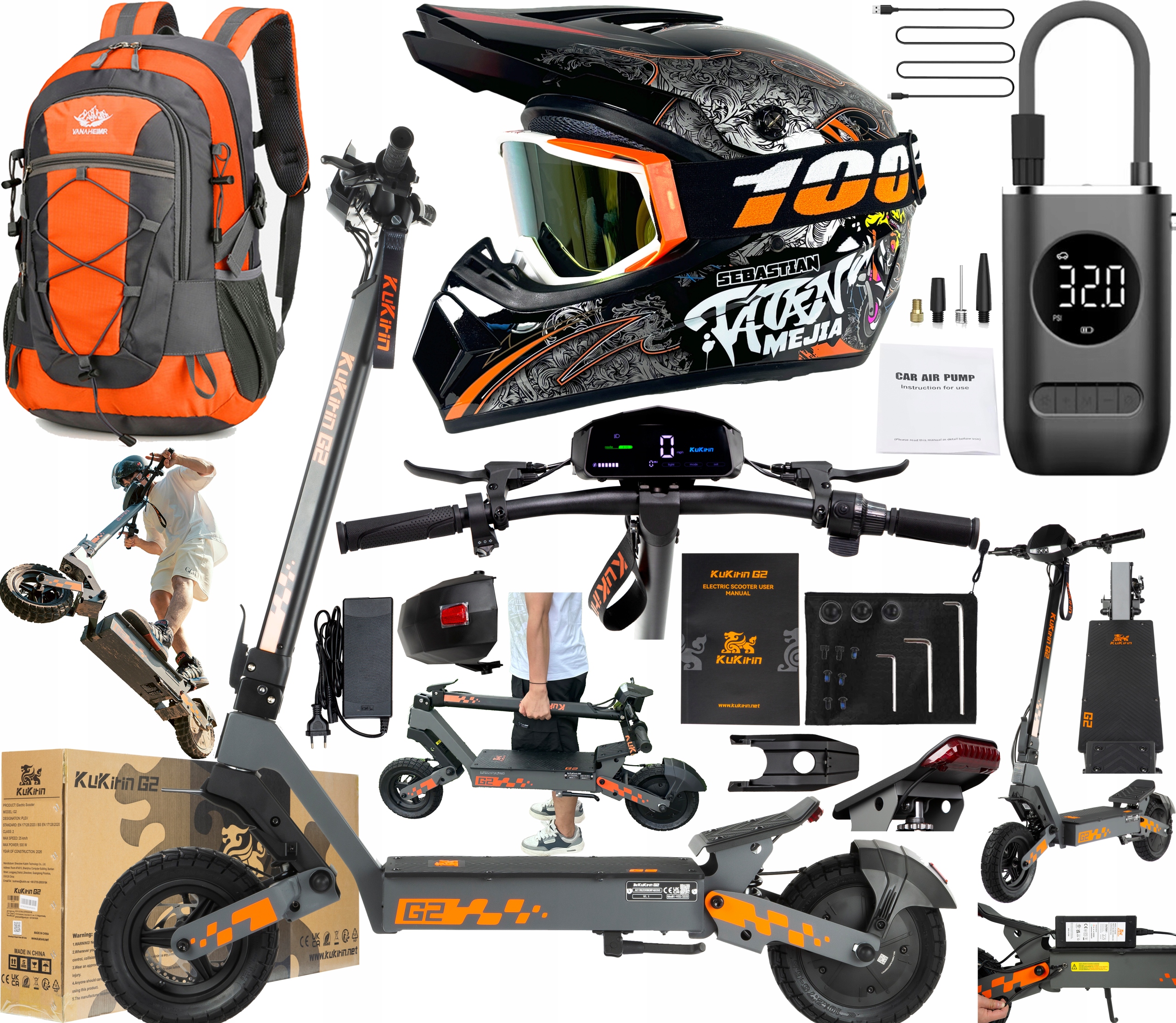 2026 KuKirin G2 Elektrická vozidla 48V 15Ah 800W 45KM/H 55KM 10" +Dárek