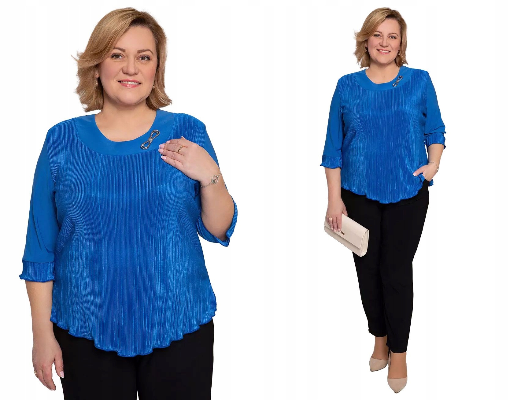 Chabrová vizitková halenka s plisováním 60/62