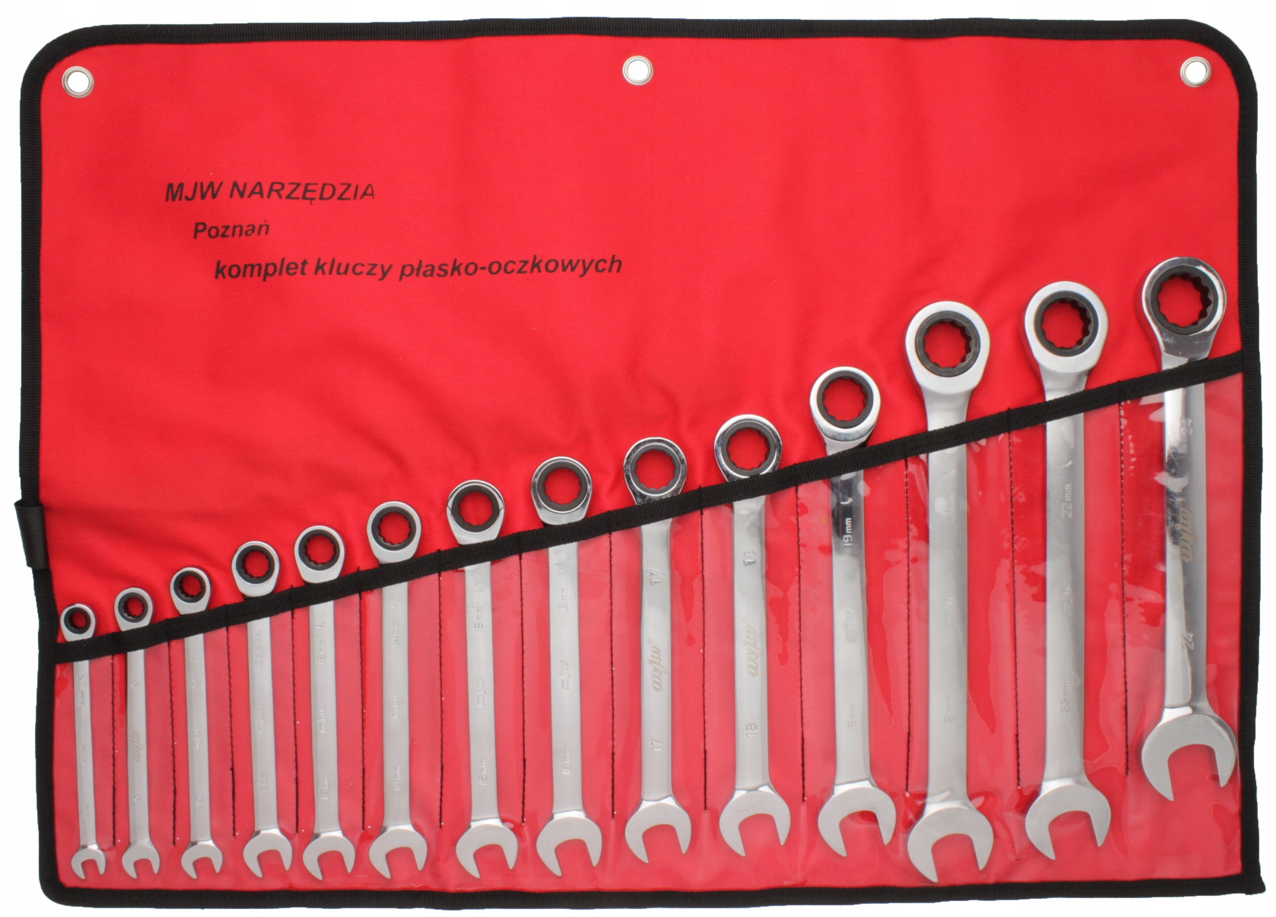 Komplet kluczy plasko oczkowych z grzechotka 8 24