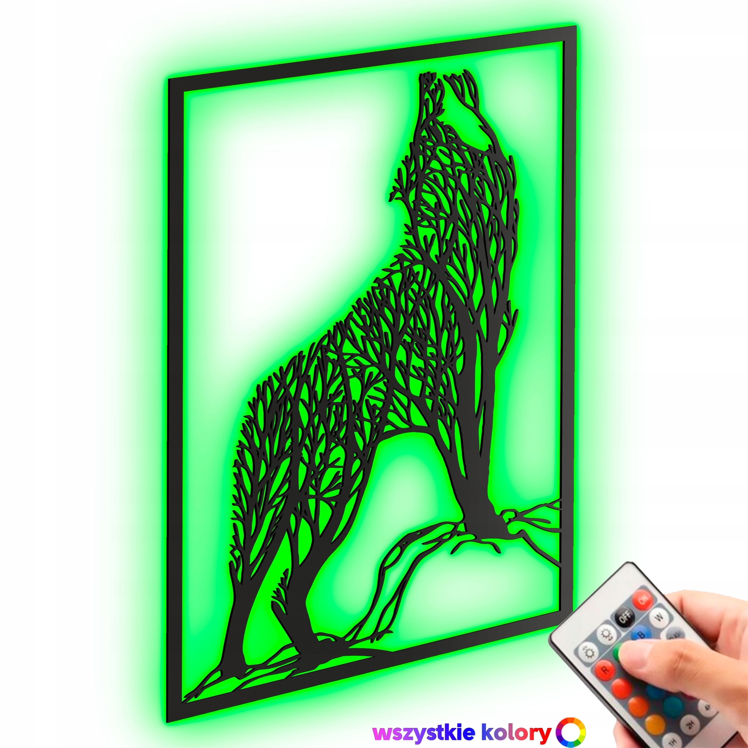 Dřevěný 3D obraz Vlk v loftovém stylu Nástěnná Dekorace Noční Lampa Led