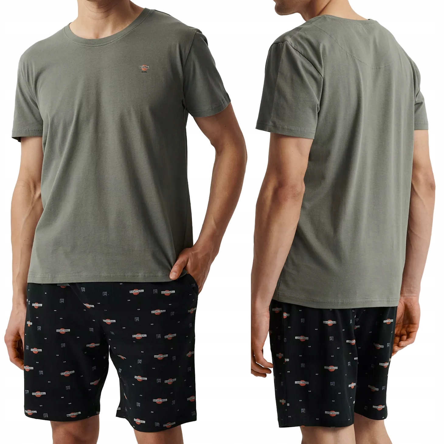 Pánské bavlněné pyžamo s letním pyžamovým kompletem Atlantic NMP-384 XL