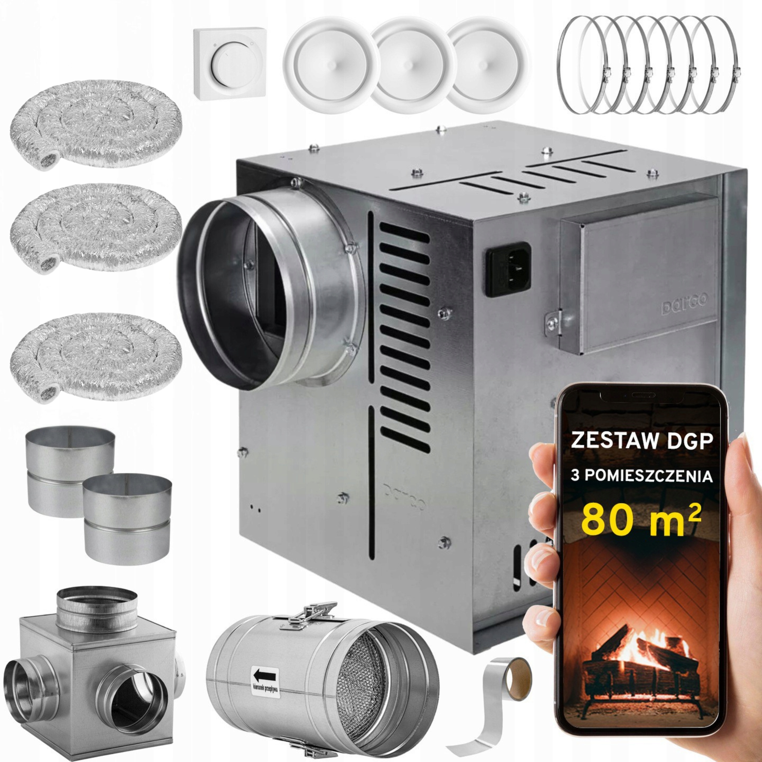 Komínová Turbína Ventilátor Komínový Set Dgp 3 miestnosti 80 m2