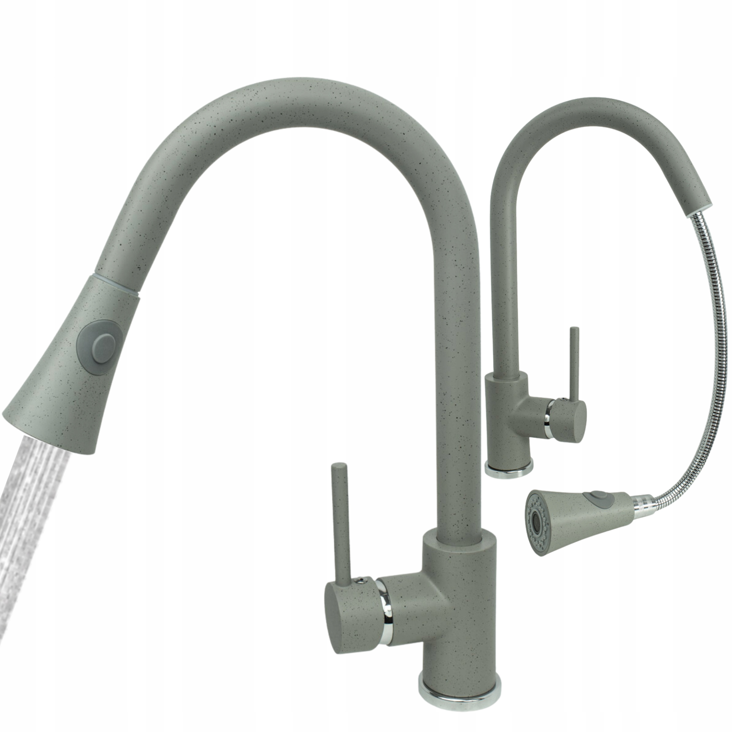 Kuchynská batéria Taru Šedá žula s výsuvným výtokom Kuchynský kohútik
