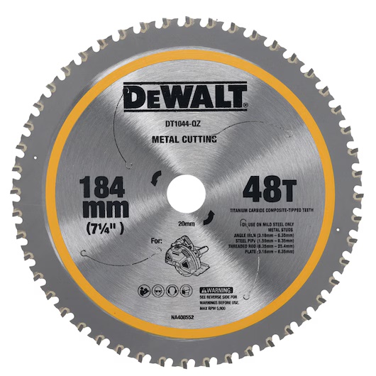 Piła Tarczowa Do Metalu 184*20MM, Zęby 48T DT1044 Dewalt