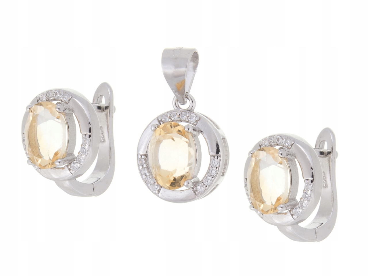 Stříbrný Rhodiovaný Komplet Kol+wis Citron Přírodní Dárek