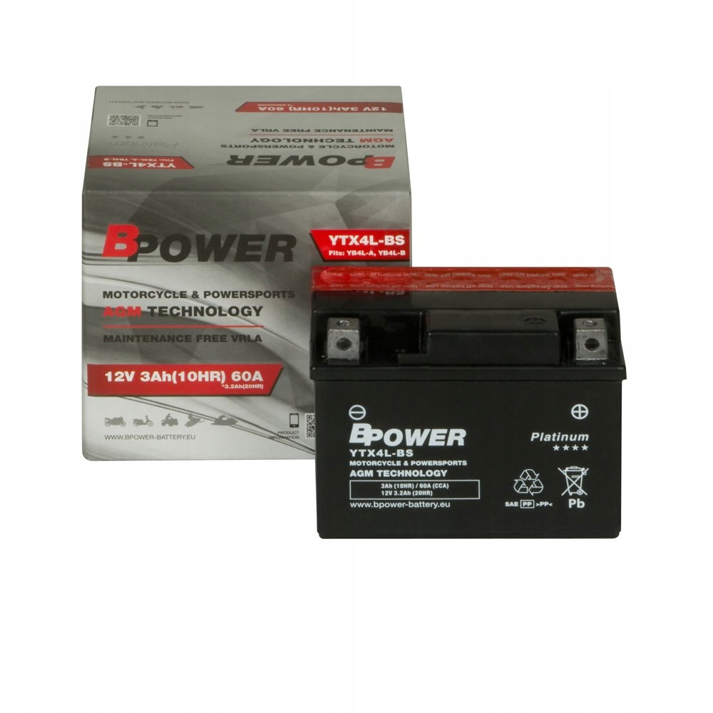

Akumulator Bpower Agm tzw. żelowy YTX4L-BS 12V 3Ah
