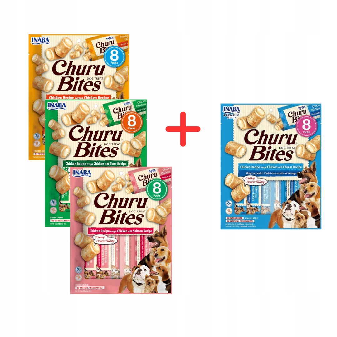 Levně Inaba Dog Churu Bites Wraps 4x96g psí pamlsek Mix Chutí