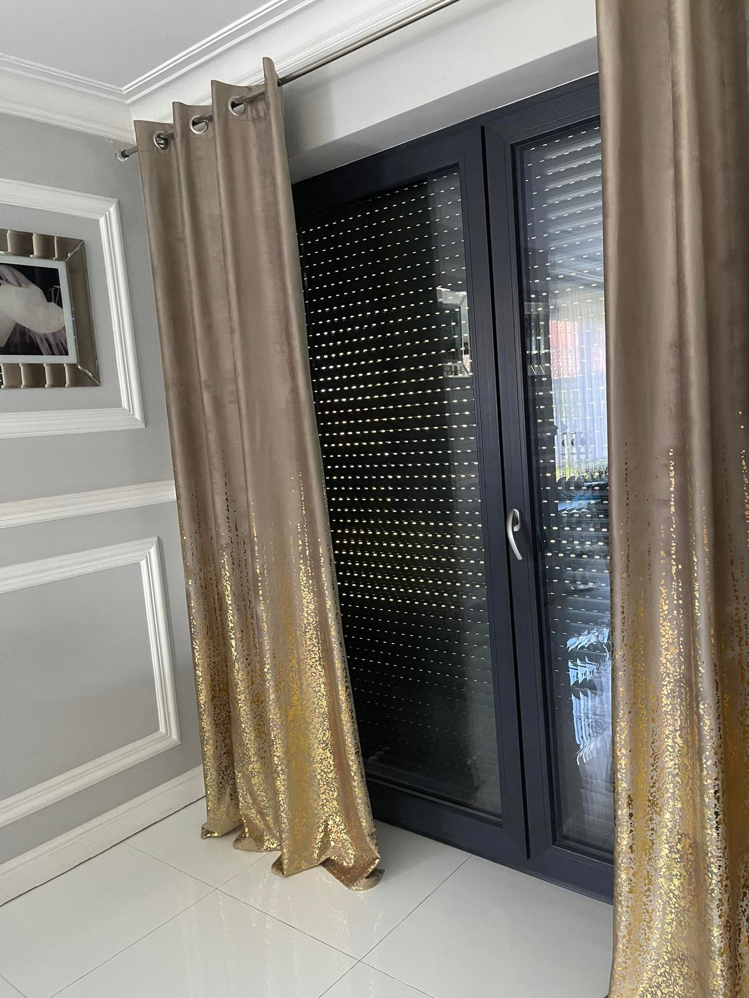 

Zasłona welur 140x250 Glam beż złoty przelotki