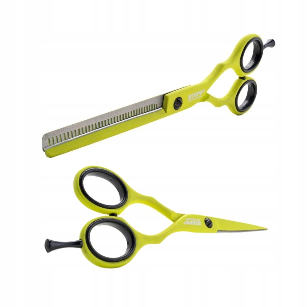 Zestaw nożyczki degażówki fryzjerskie Kiepe Fluo Lime 5,5" Profesjonalne