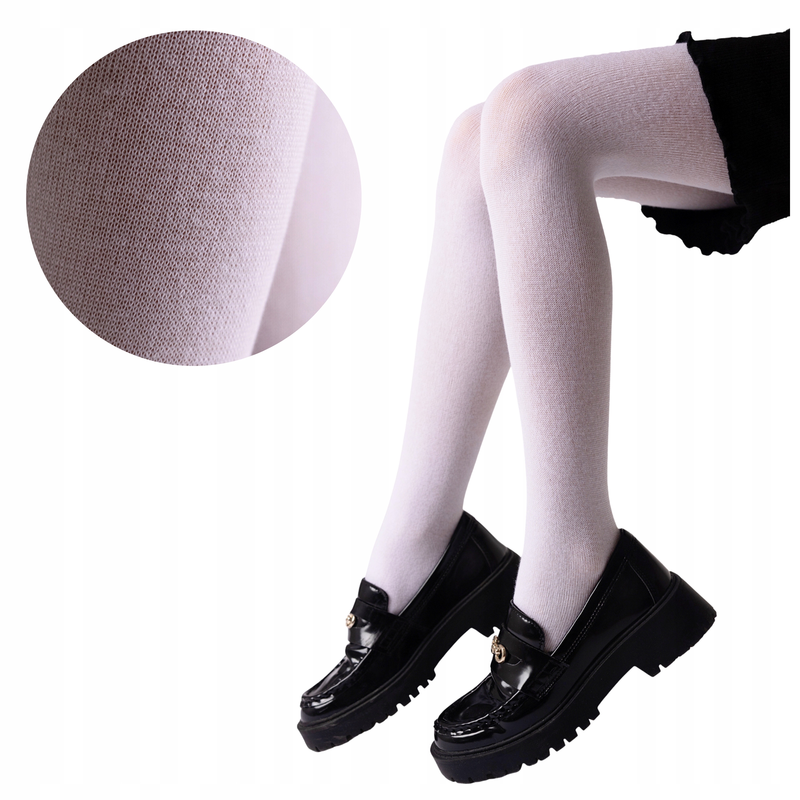 RAJSTOPY DZIEWCZĘCE DZIECIĘCE BAWEŁNIANE GŁADKIE CIPEŁE GRUBE BIAŁE