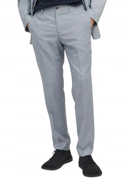 Jack & Jones Elegantní Pánské Dlouhé Šedé Kalhoty S Vlnou 52 6BA
