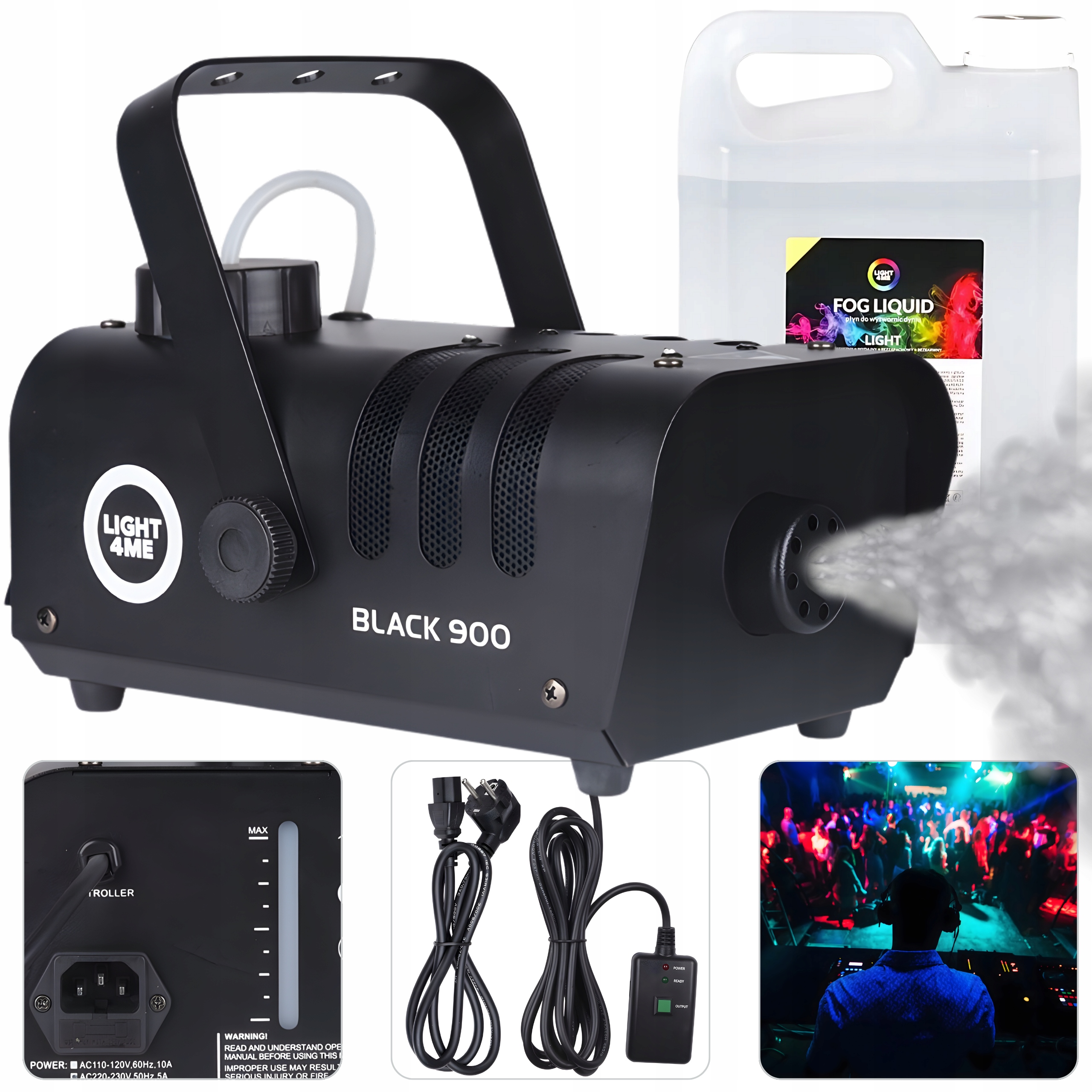 Generátor Dymu, Hmla 900 W, Výkonný Dymový Stroj LIGHT4ME Kvapalina