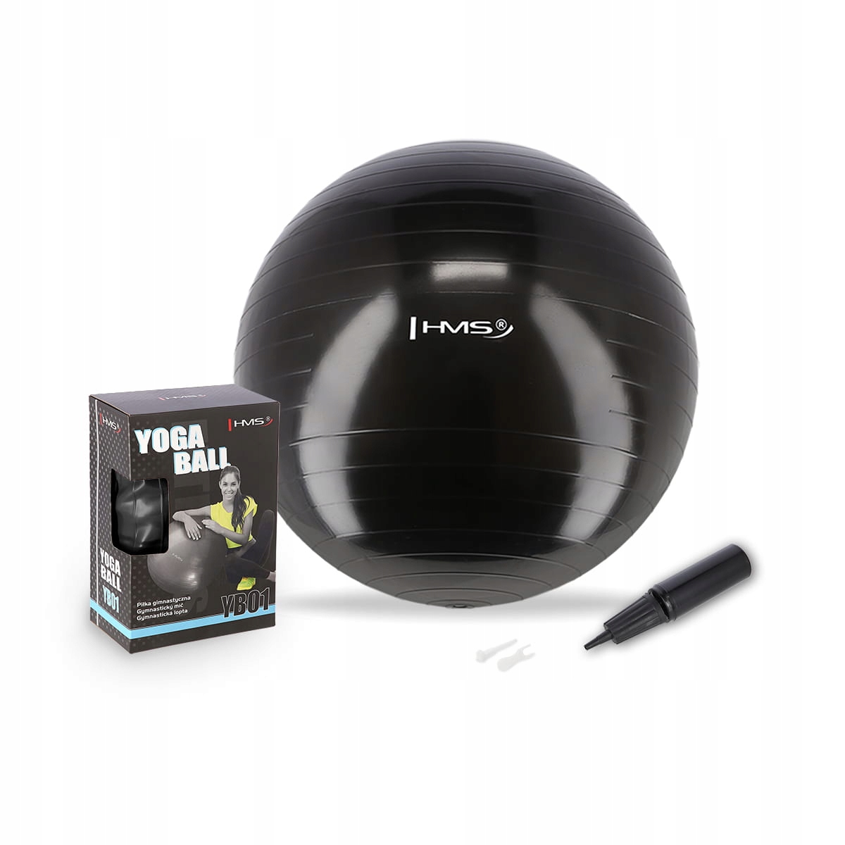 Piłka Gimnastyczna YB01 55CM Black Hms Ćwiczenia Pilates