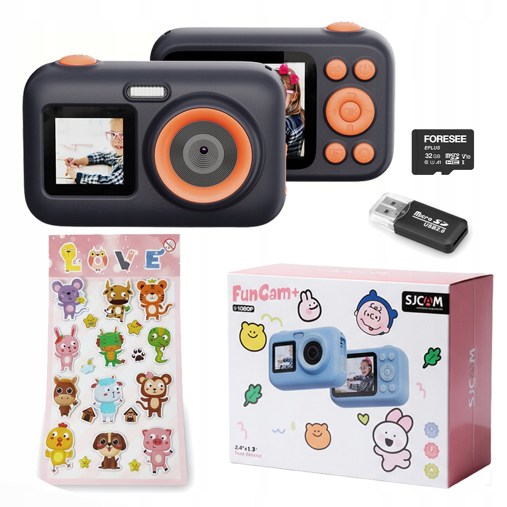 Fotoaparát Pro Děti Funcam+ Sjcam Kamera 2 LCD obrazovky samolepky hry 32GB